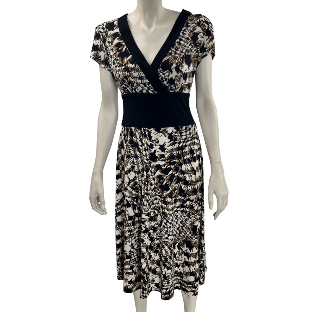 Dress Barn Vintage Y2K Brown‎ Print Knee Length Dress